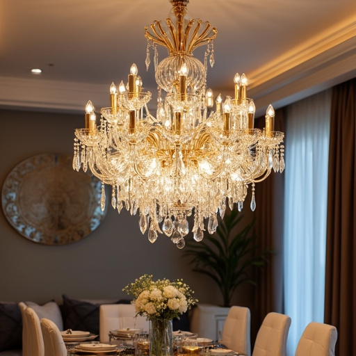 Elegant Art Deco-Inspired Crystal Branch Chandelier for Dining Room