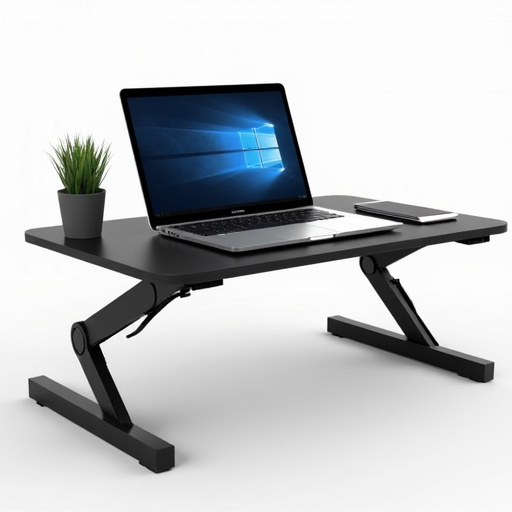 Height Adjustable Portable Laptop Desk with Tiltable Tabletop & Charging Station