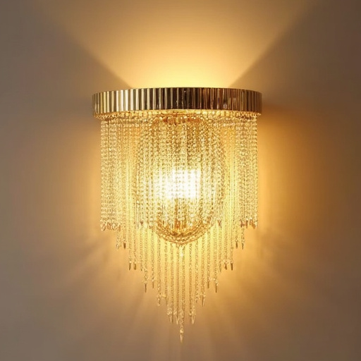 Luxury Gold Crystal LED Wall Sconce – Modern Minimalist Indoor Lighting